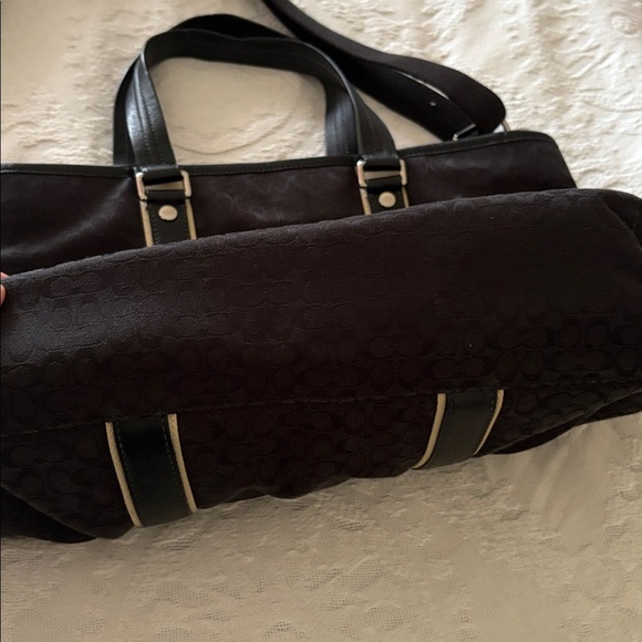 Gently Loved Coach Black Canvas and Leather Tote Bag - Picture 4 of 16
